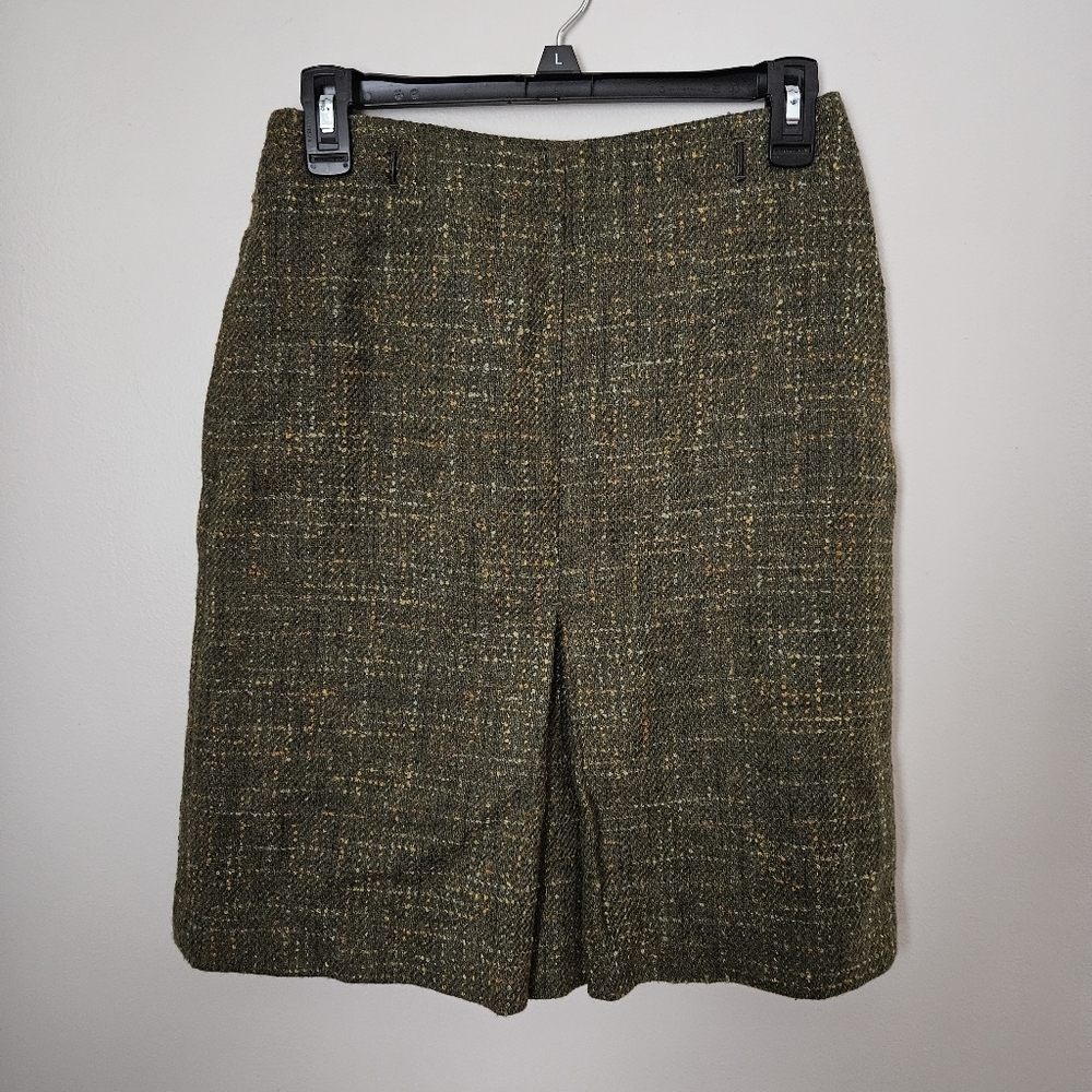 Loft Skirt Wool Green Business Casual Neutral